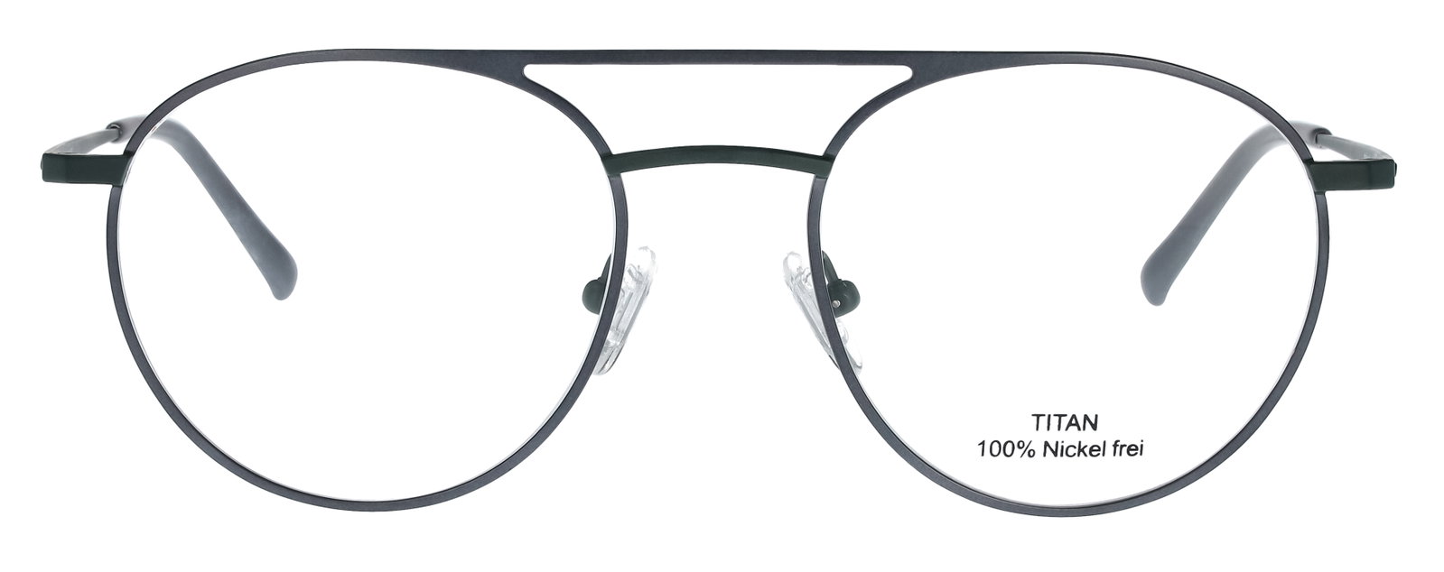 Das Bild zeigt die Eyebar Brille Venedig in dunkelgrün von vorne.
